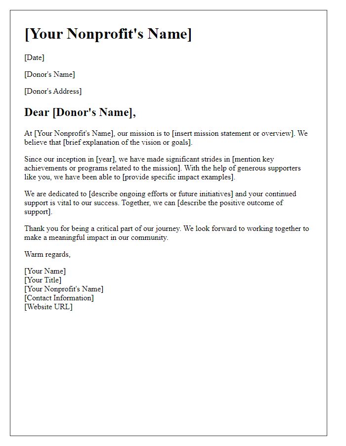 Letter template of nonprofit mission overview