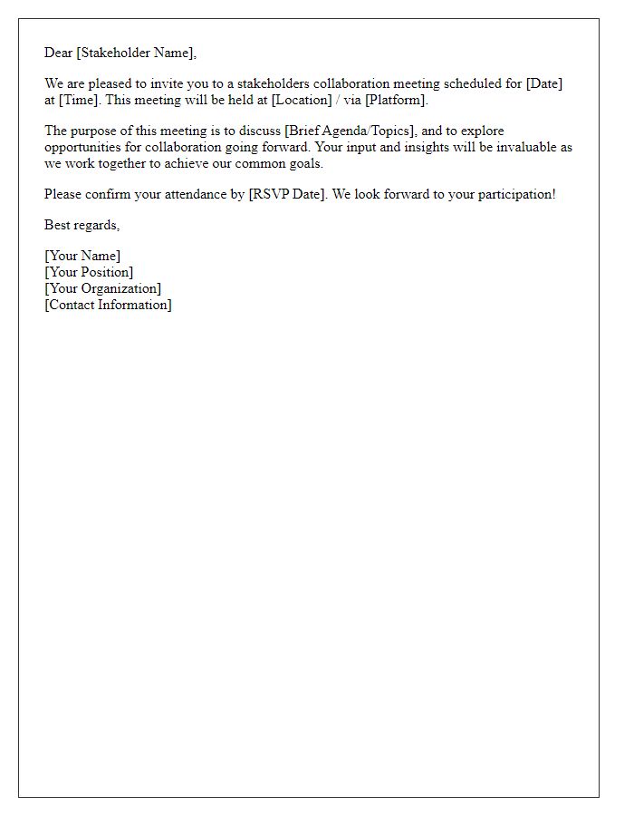 Letter template of stakeholder collaboration meeting invitation