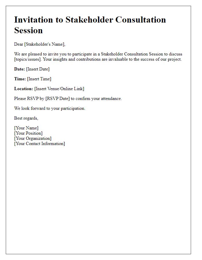 Letter template of stakeholder consultation session invitation