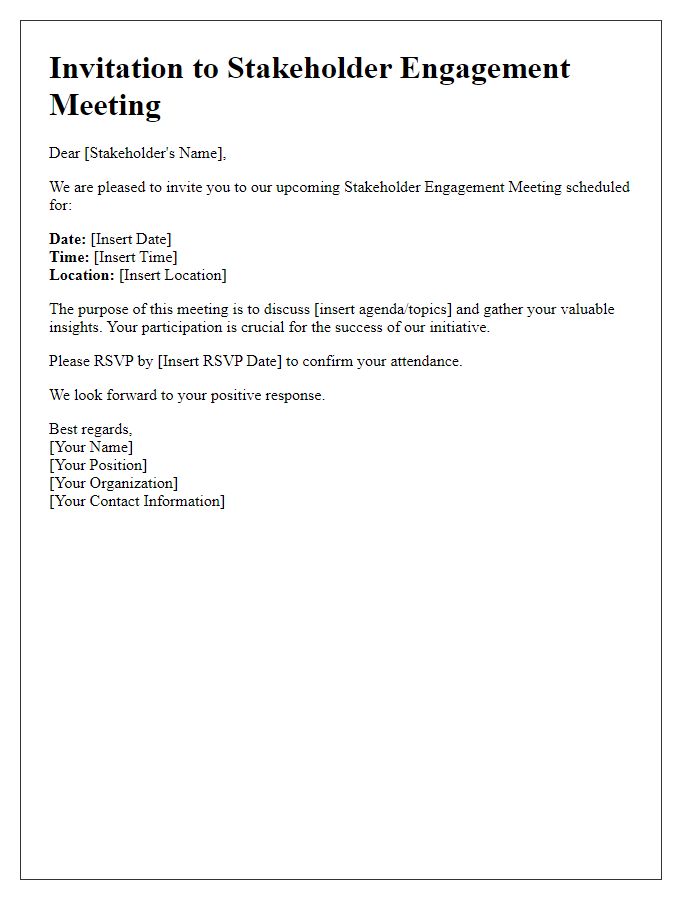 Letter template of stakeholder engagement meeting invitation