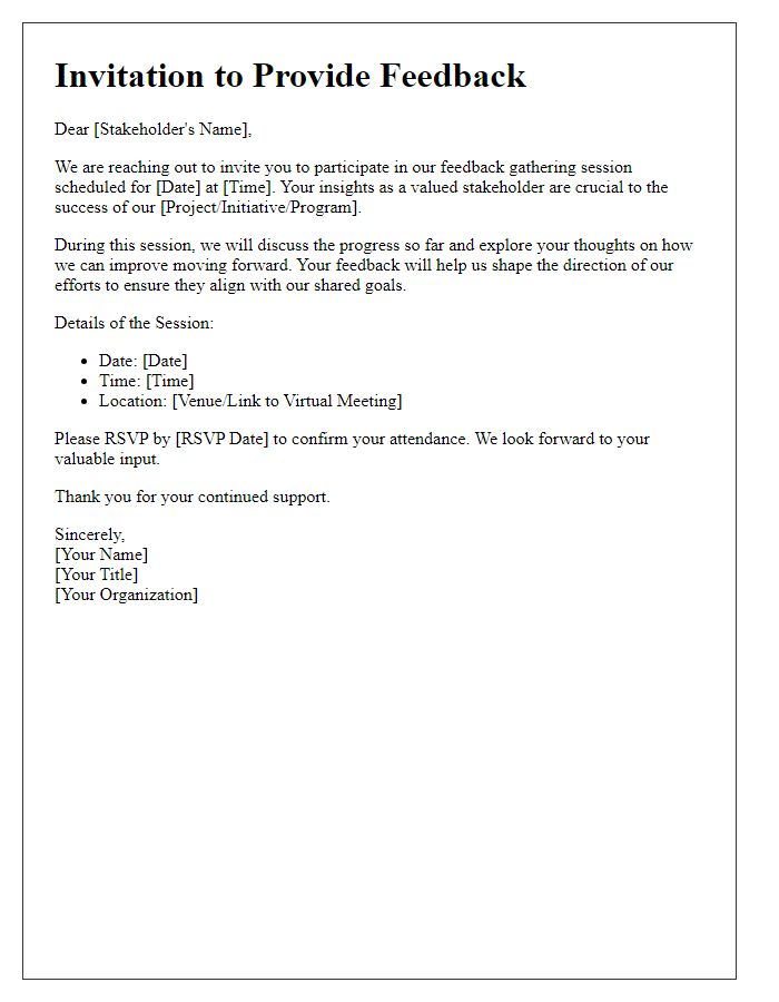 Letter template of stakeholder feedback gathering invitation