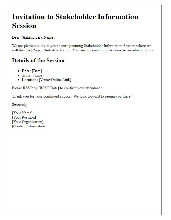 Letter template of stakeholder information session invitation