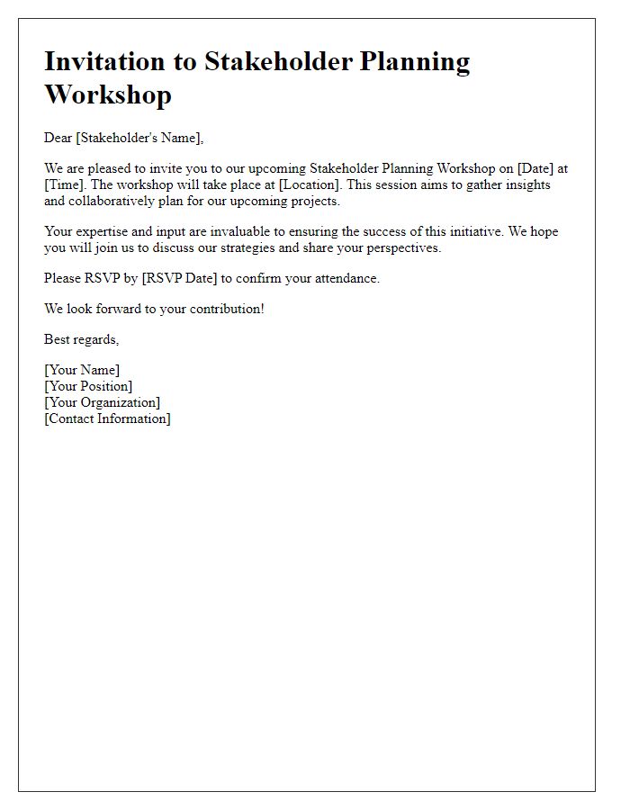 Letter template of stakeholder planning workshop invitation