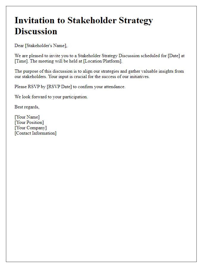 Letter template of stakeholder strategy discussion invitation