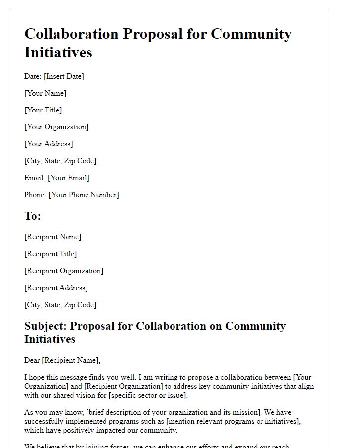 Letter template of collaboration proposal for community initiatives