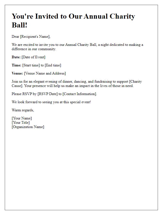 Letter template of annual charity ball invitation