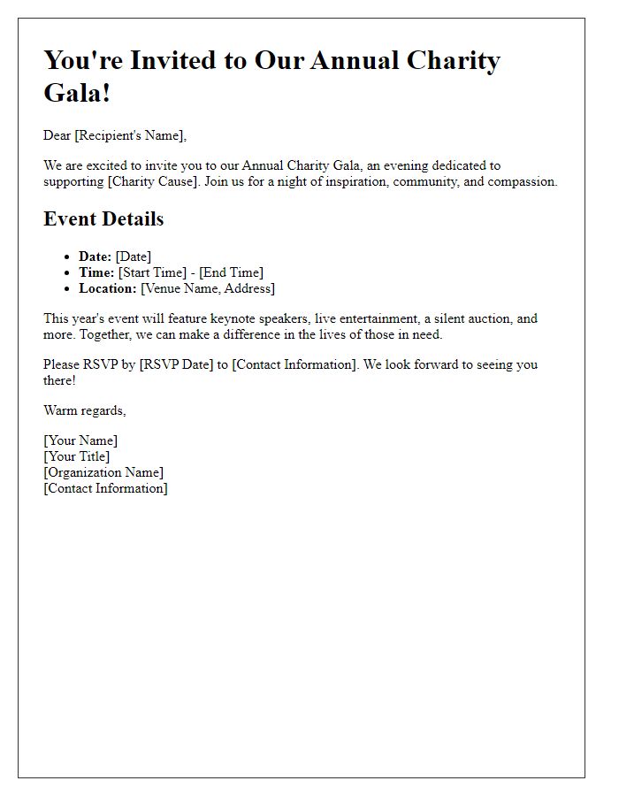 Letter template of charity event invitation