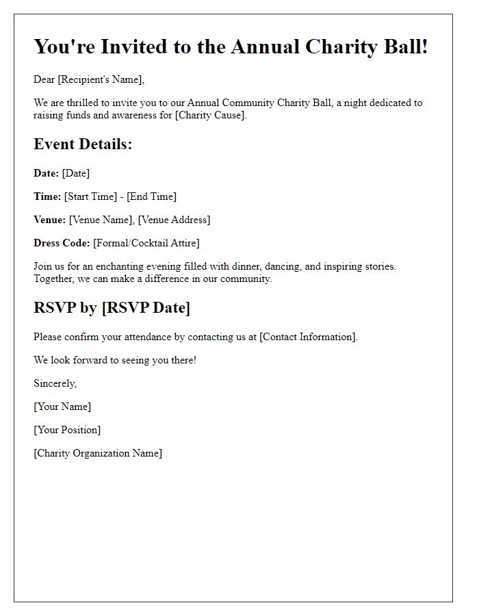 Letter template of community charity ball invitation