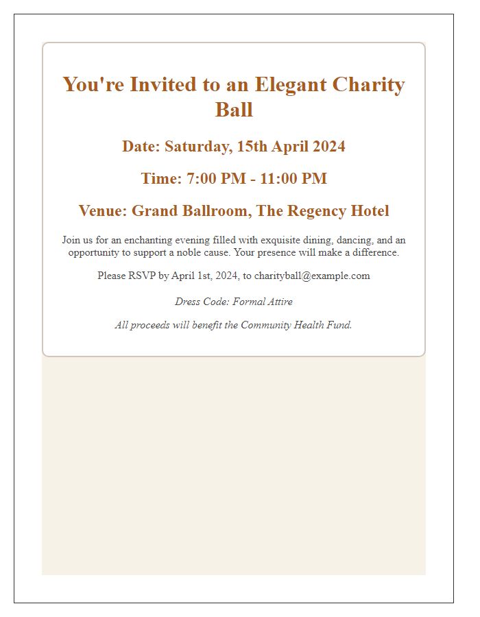 Letter template of elegant charity ball invitation