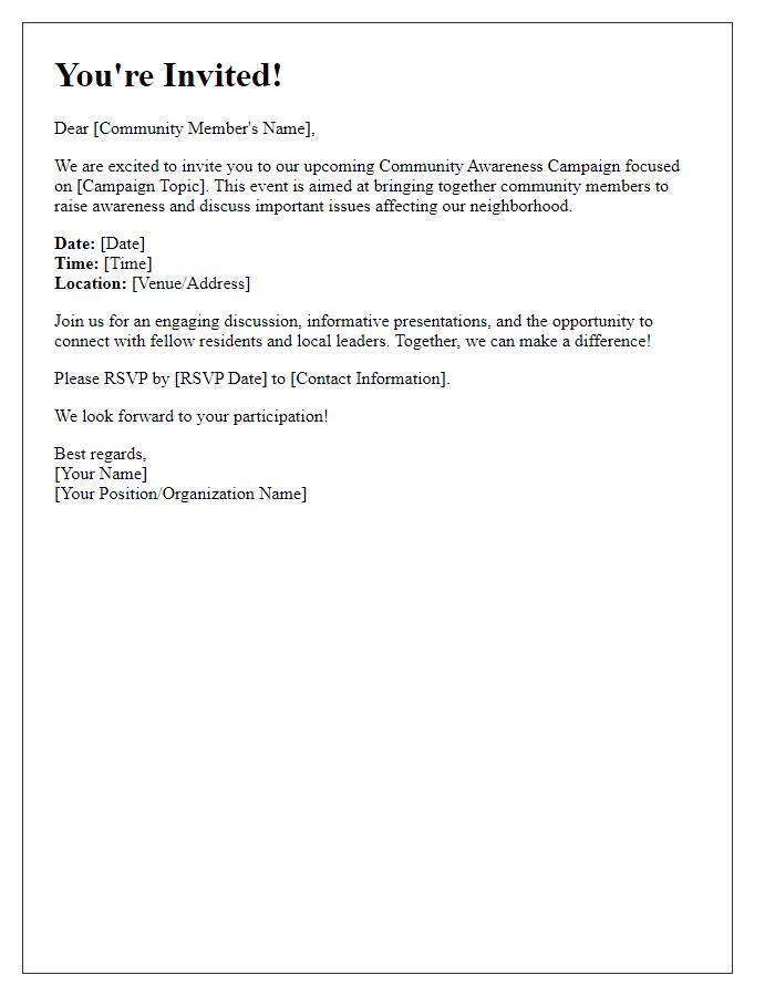 Letter template of Community Awareness Campaign Invitation