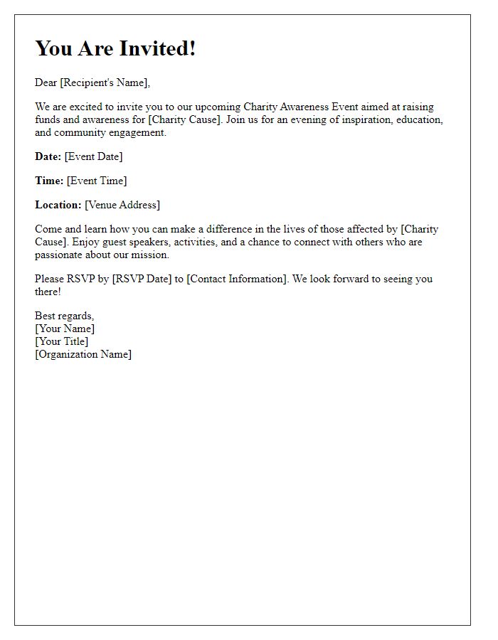 Letter template of event invitation for charity awareness