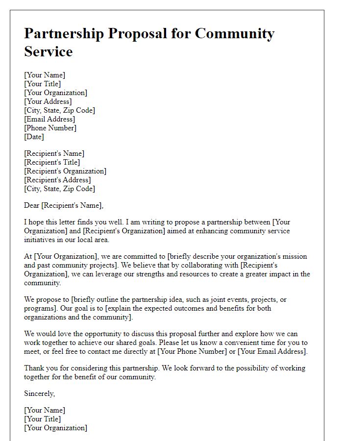 Letter template of partnership proposal for community service