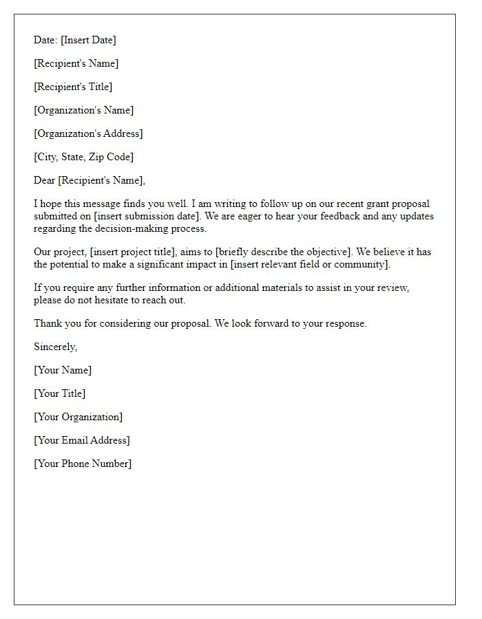 Letter template of grant proposal request follow-up