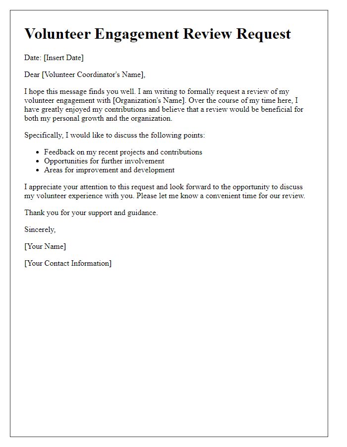 Letter template of Volunteer Engagement Review Request