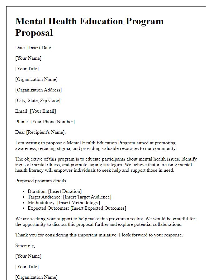 Letter template of mental health education program proposal