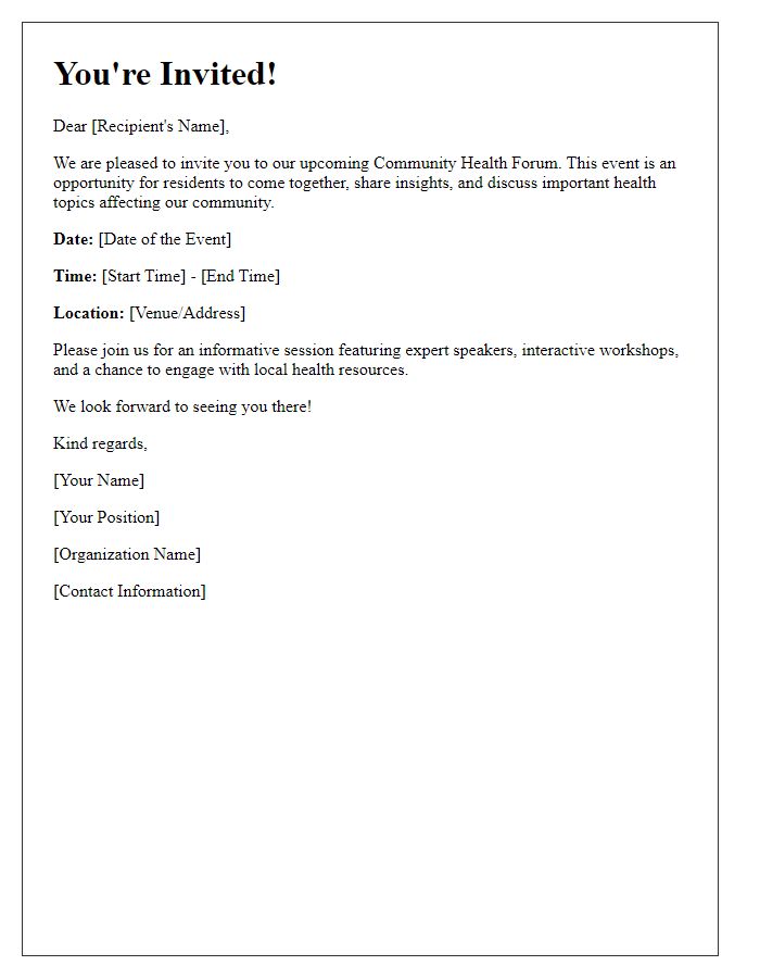 Letter template of invitation to community health forum