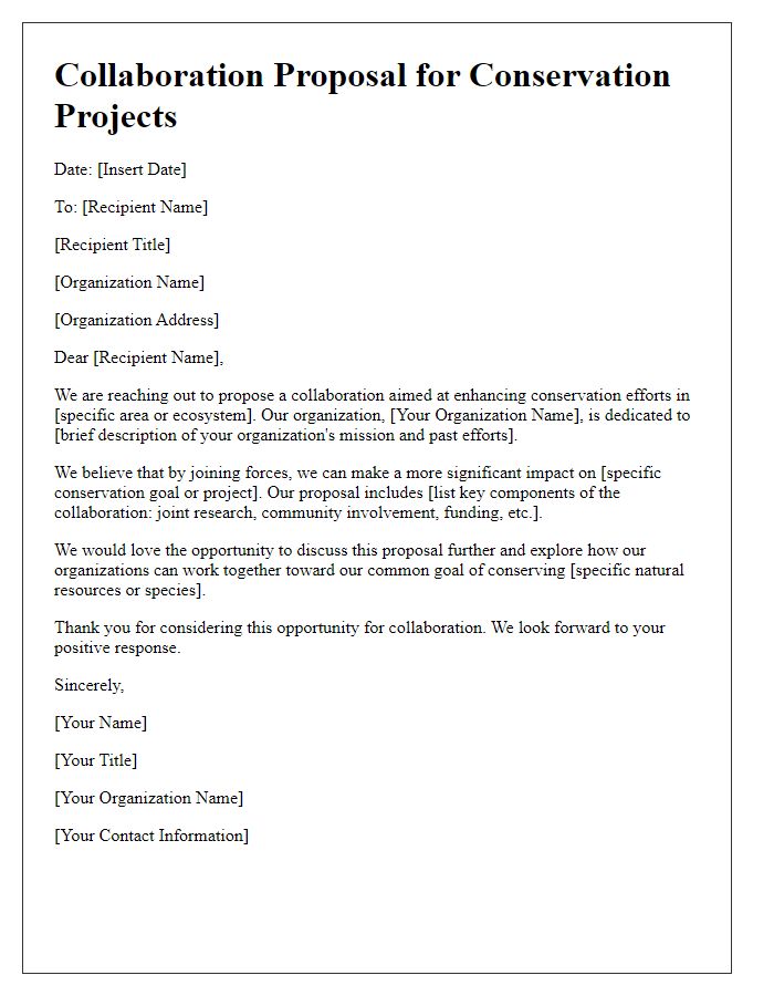 Letter template of collaboration proposal for conservation projects