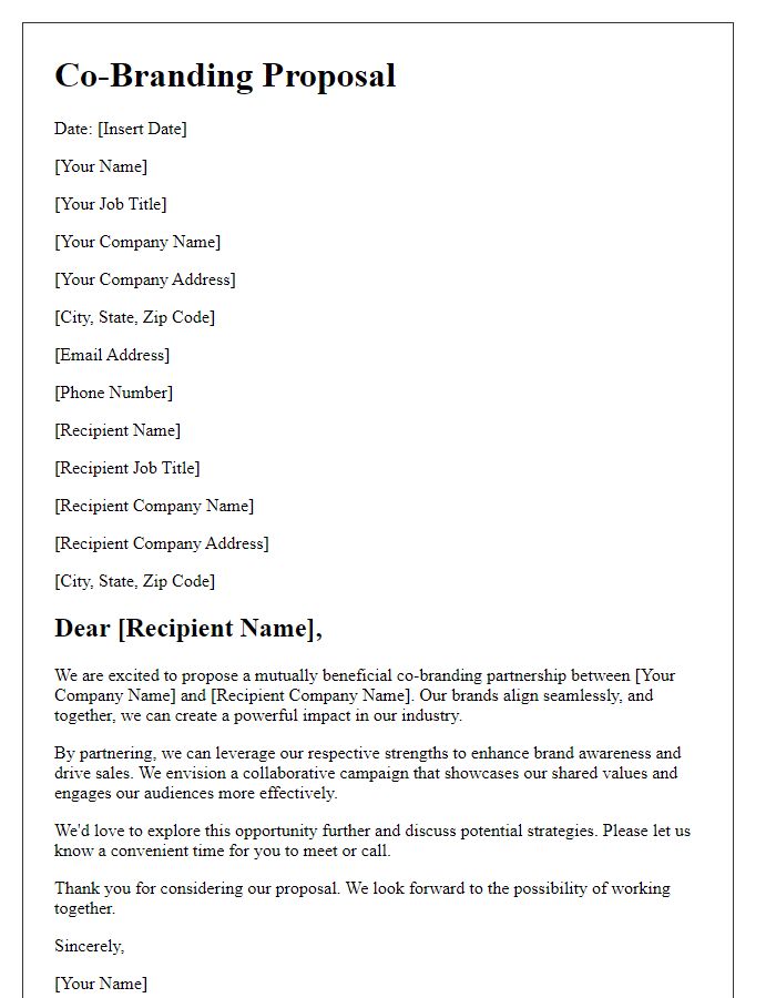 Letter template of co-branding proposal