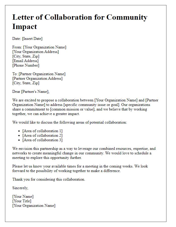 Letter template of nonprofit collaboration for community impact