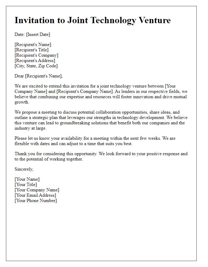 Letter template of joint technology venture invitation