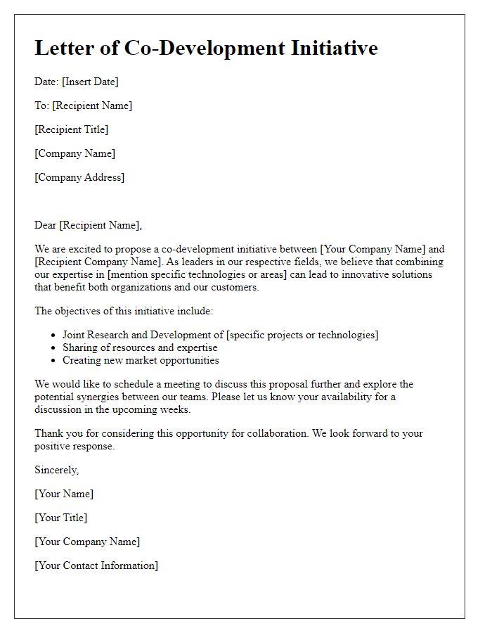 Letter template of tech co-development initiative