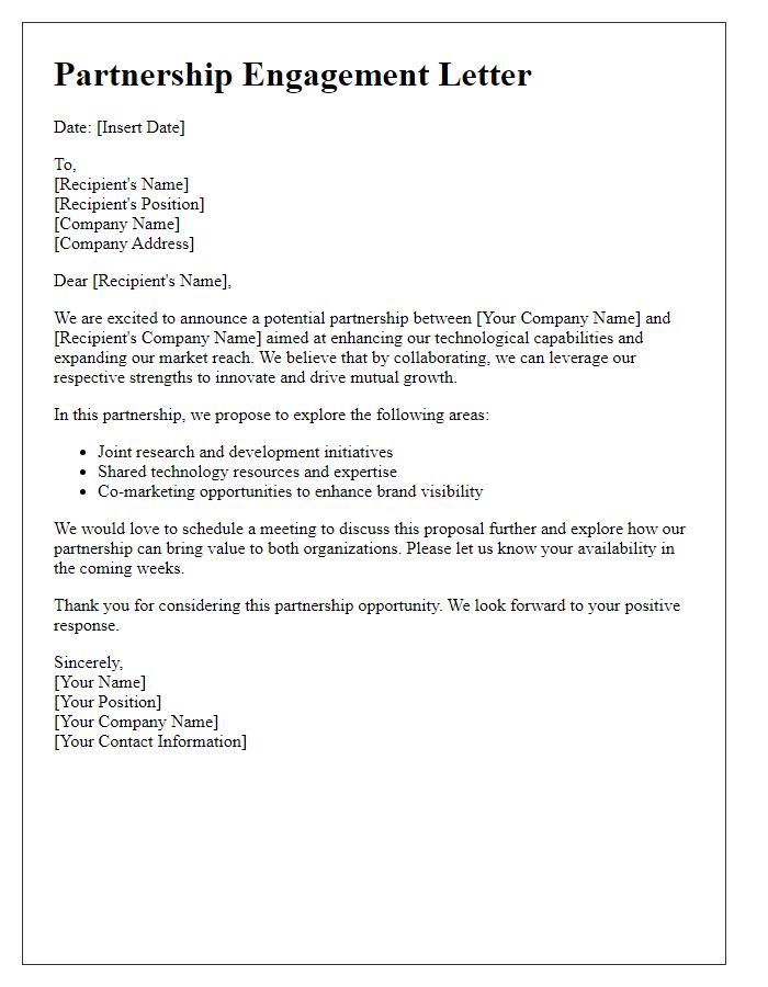 Letter template of tech partnership engagement