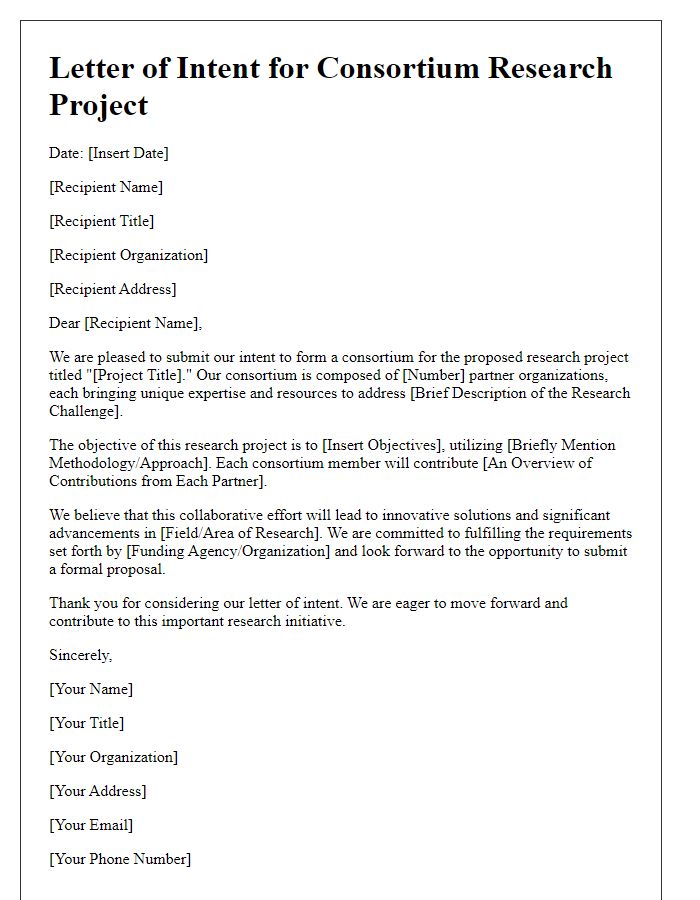 Letter template of consortium research project proposal.