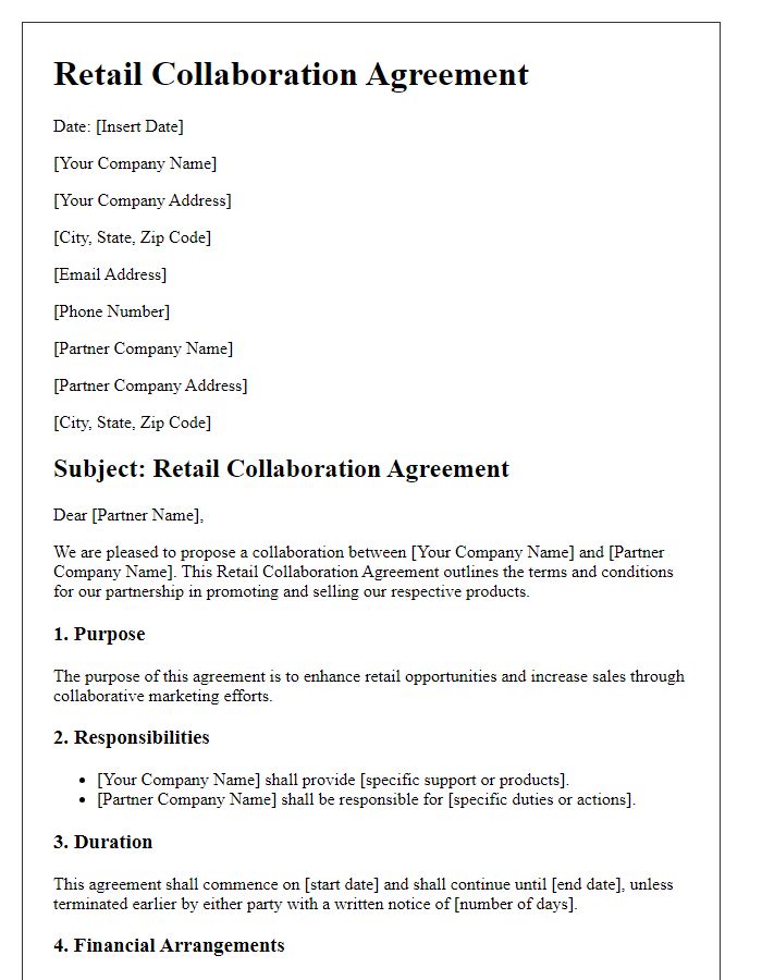 Letter template of Retail Collaboration Agreement