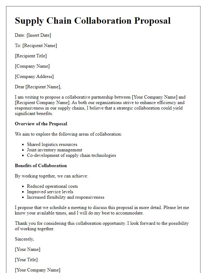 Letter template of supply chain collaboration proposal