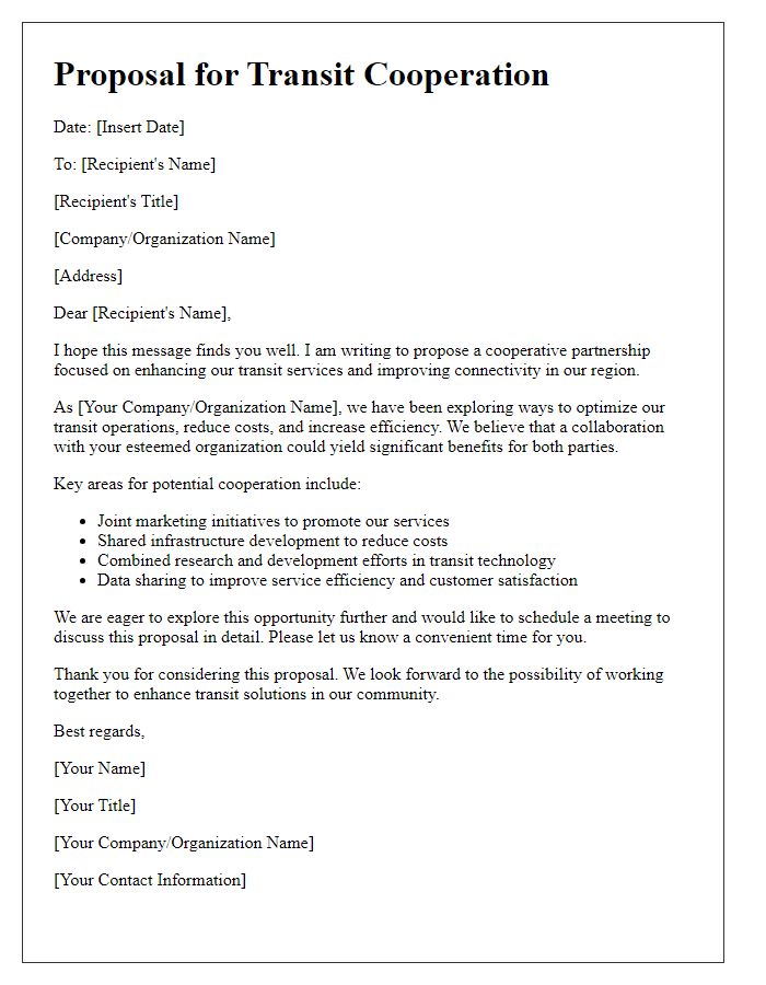 Letter template of transit cooperation suggestion