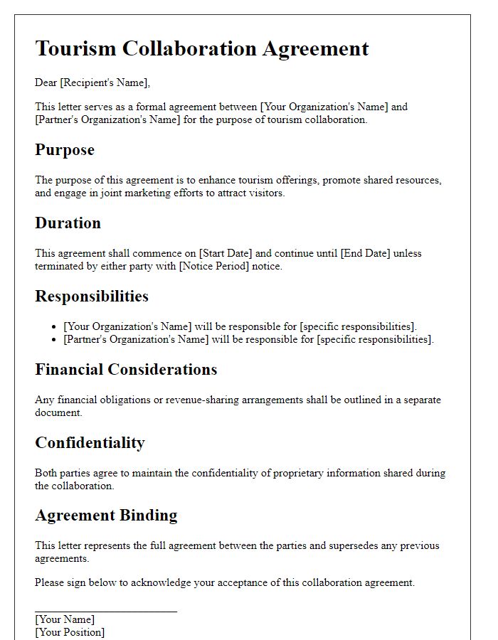 Letter template of tourism collaboration agreement