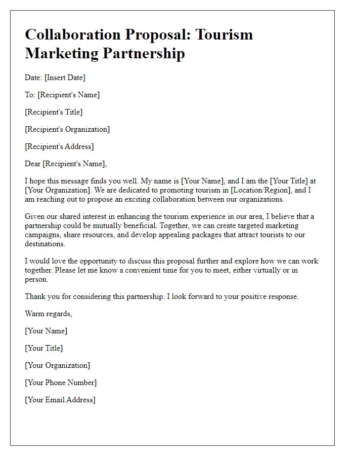 Letter template of tourism marketing collaboration