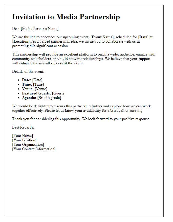 Letter template of cooperative partnership media invite