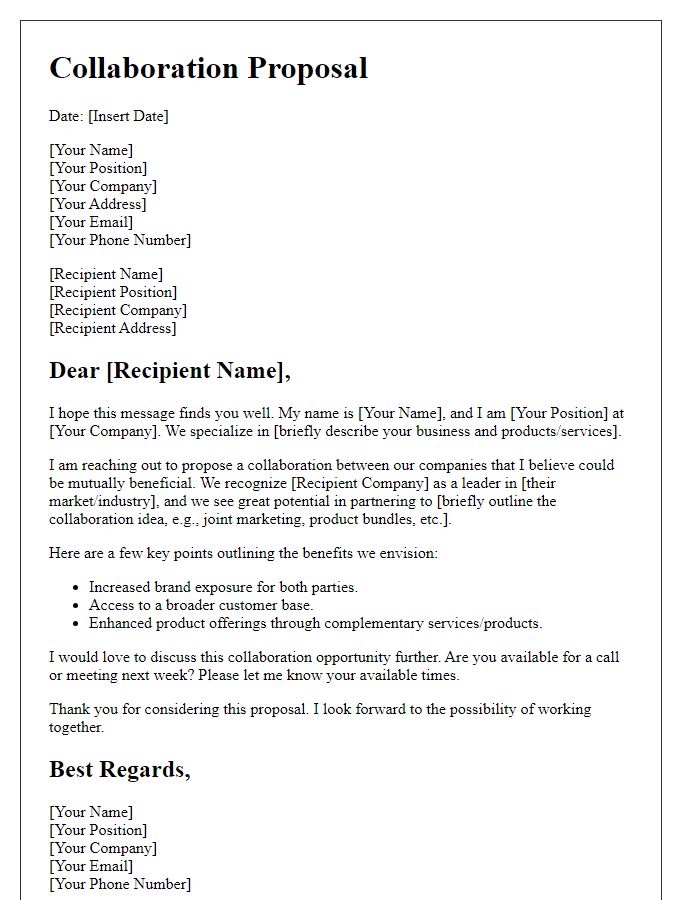 Letter template of ecommerce collaboration proposal