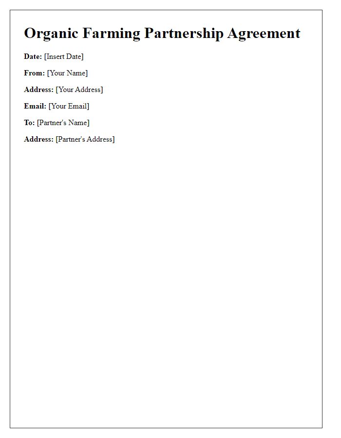 Letter template of Organic Farming Partnership Document