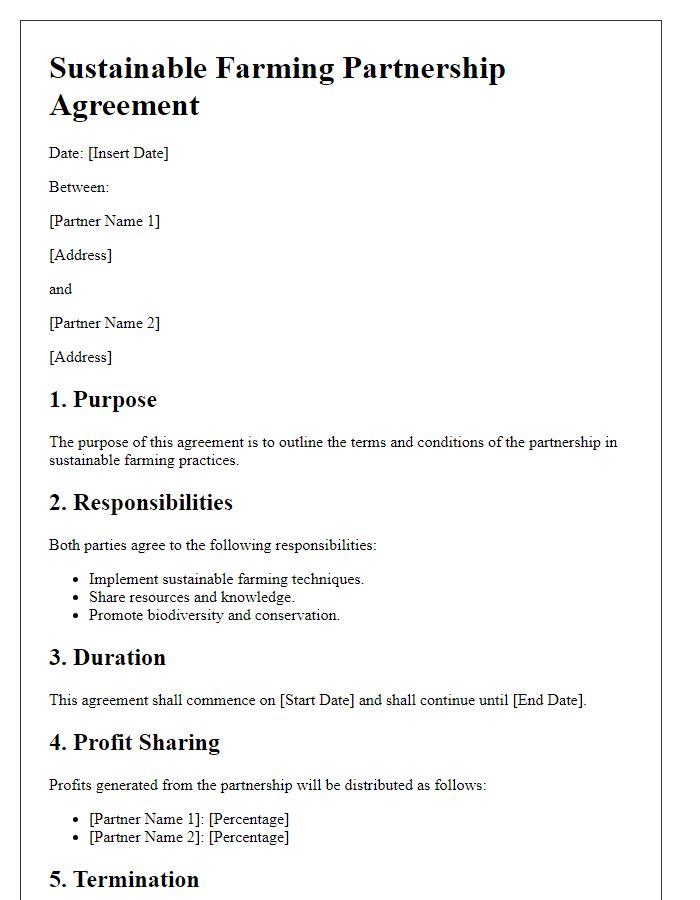 Letter template of Sustainable Farming Partnership Agreement