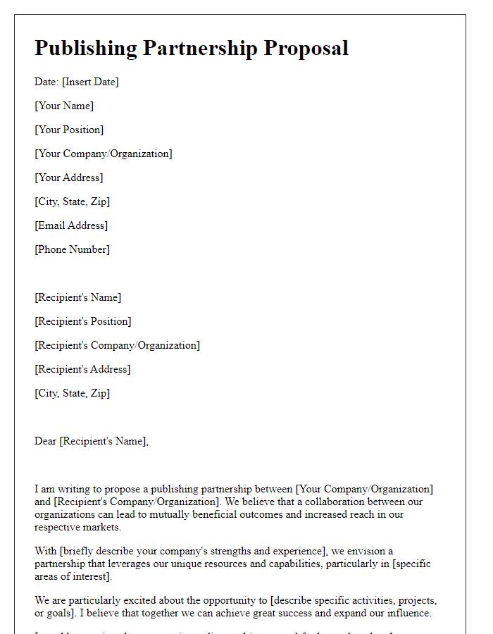 Letter template of publishing partnership proposal