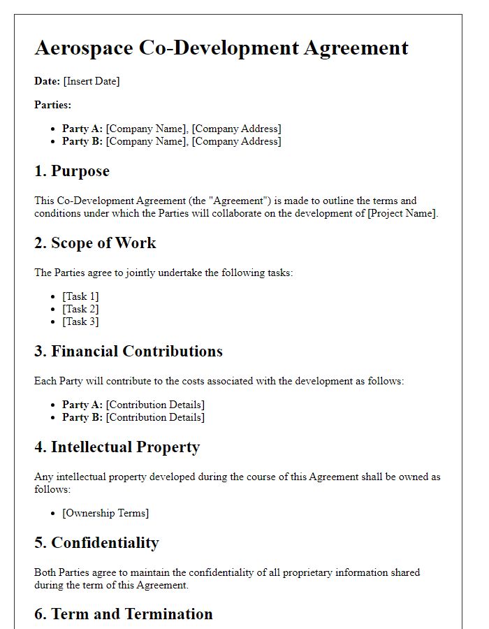 Letter template of aerospace co-development agreement