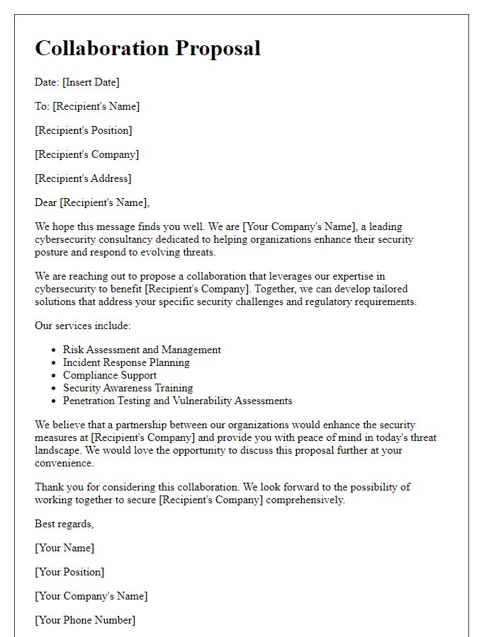 Letter template of cybersecurity consultancy collaboration offer