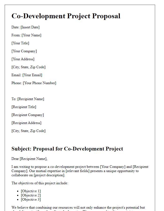 Letter template of co-development project proposal