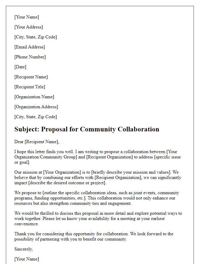 Letter template of community collaboration proposal