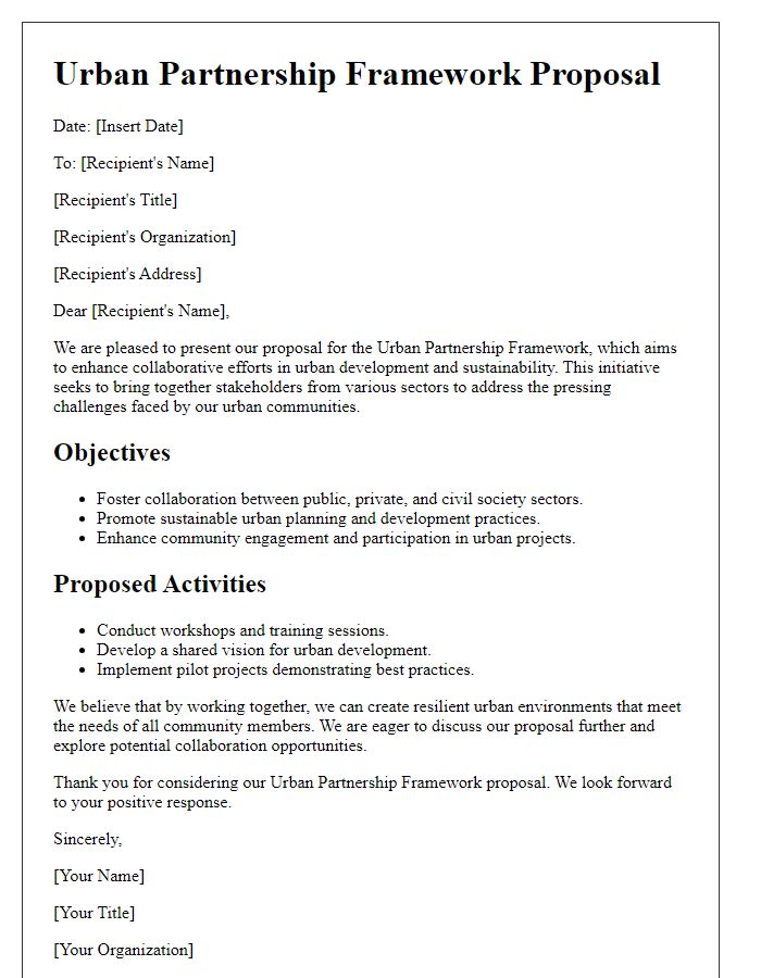 Letter template of urban partnership framework proposal