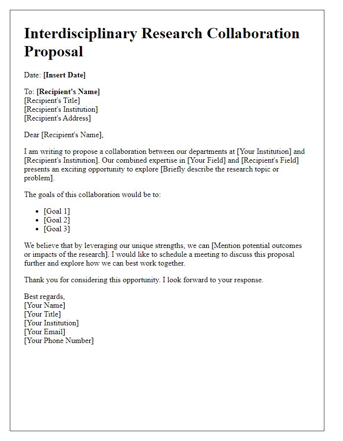 Letter template of interdisciplinary research collaboration proposal