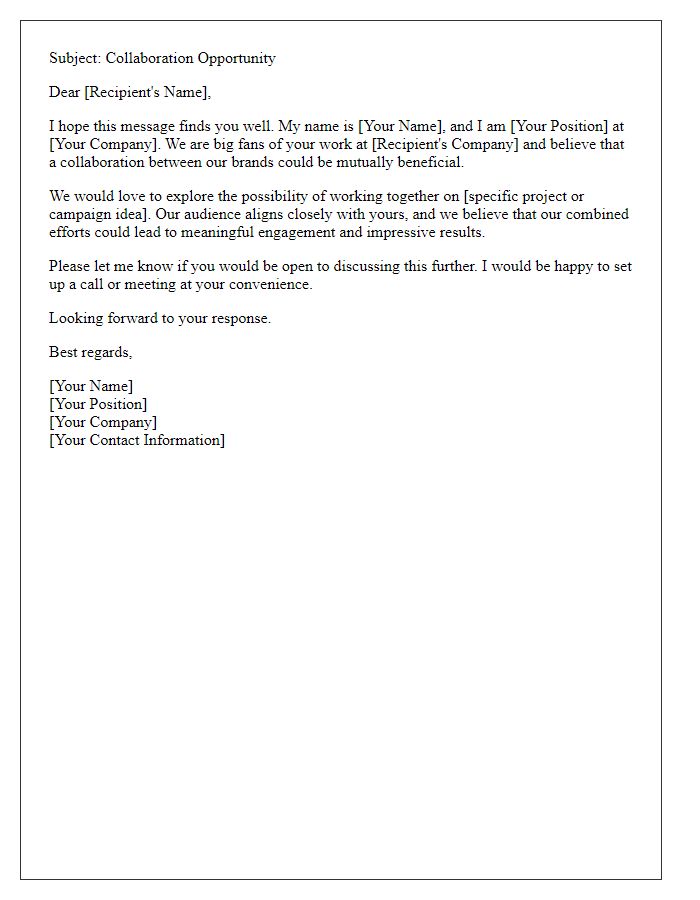 Letter template of email marketing collaboration request