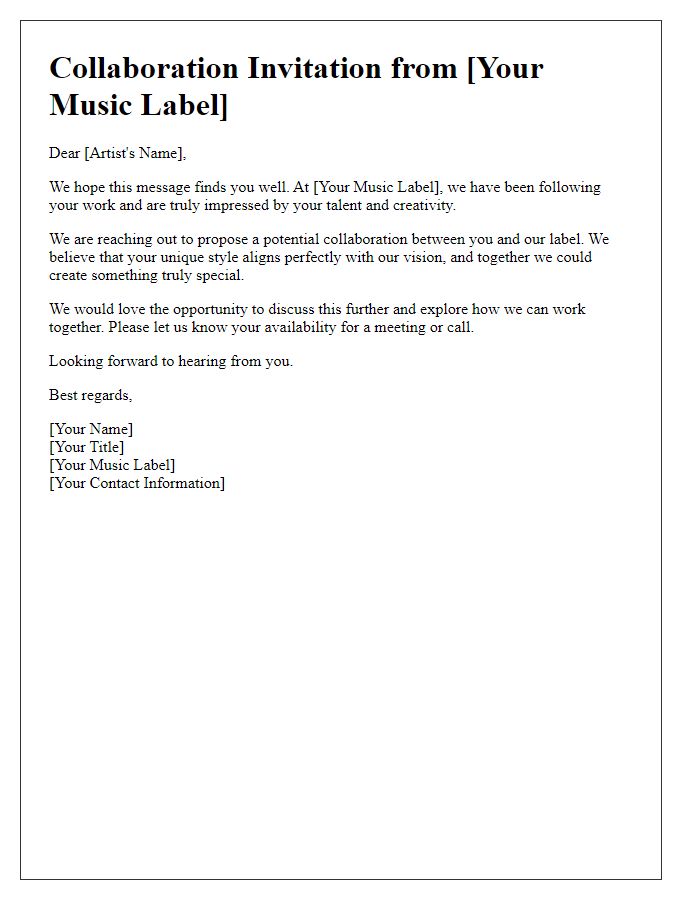 Letter template of music label collaboration invitation