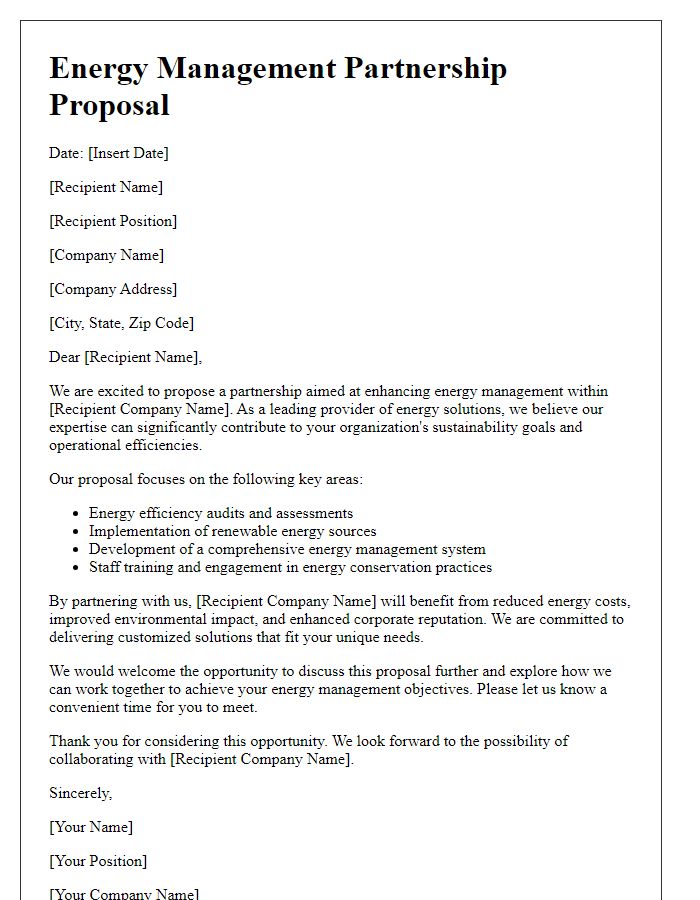 Letter template of energy management partnership proposal