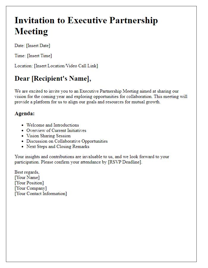 Letter template of Executive Partnership Meeting Call for Vision Sharing