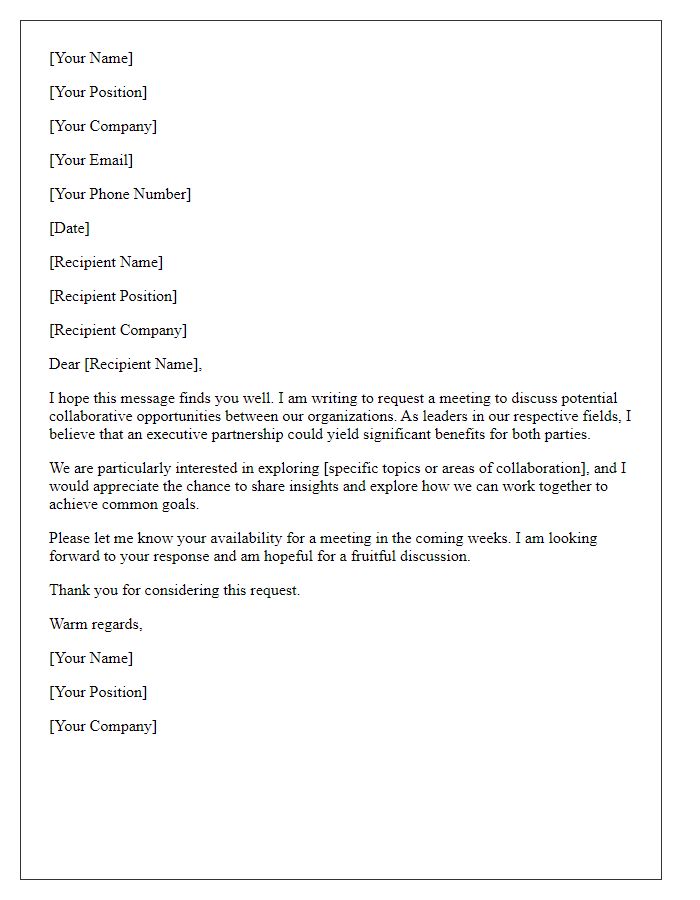 Letter template of Executive Partnership Meeting Request for Collaborative Discussion