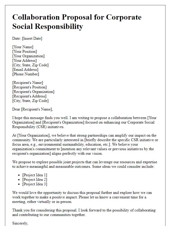 Letter template of CSR collaboration proposal