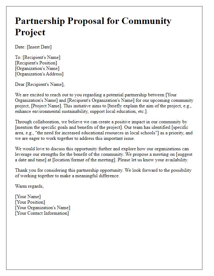 Letter template of CSR community project partnership